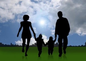 Silhouette einer Familie