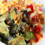 Gebackene Polenta mit geröstetem Gemüse